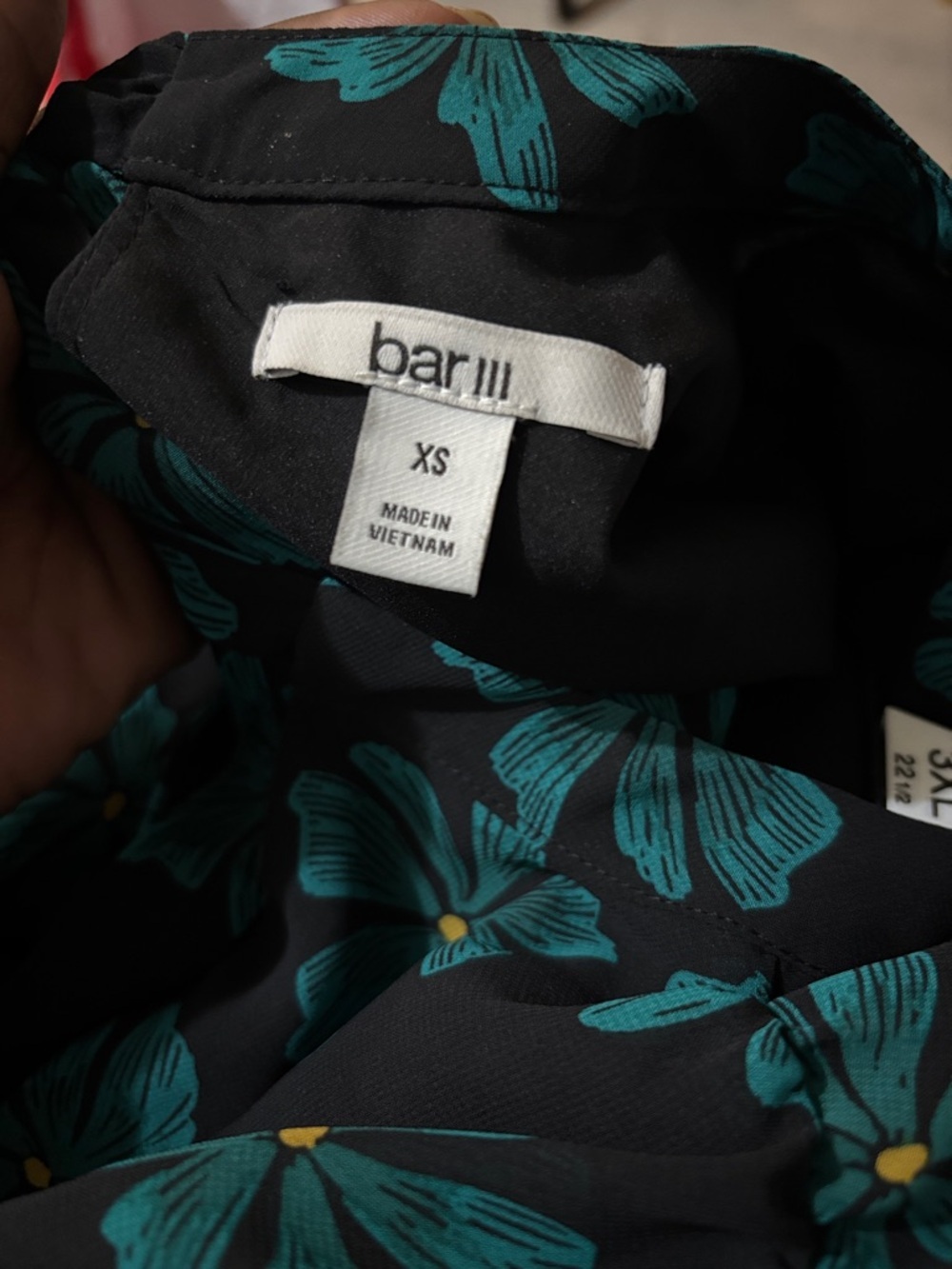 Bar III Black Mini Dress with Teal Floral Print - Picture 4 of 5